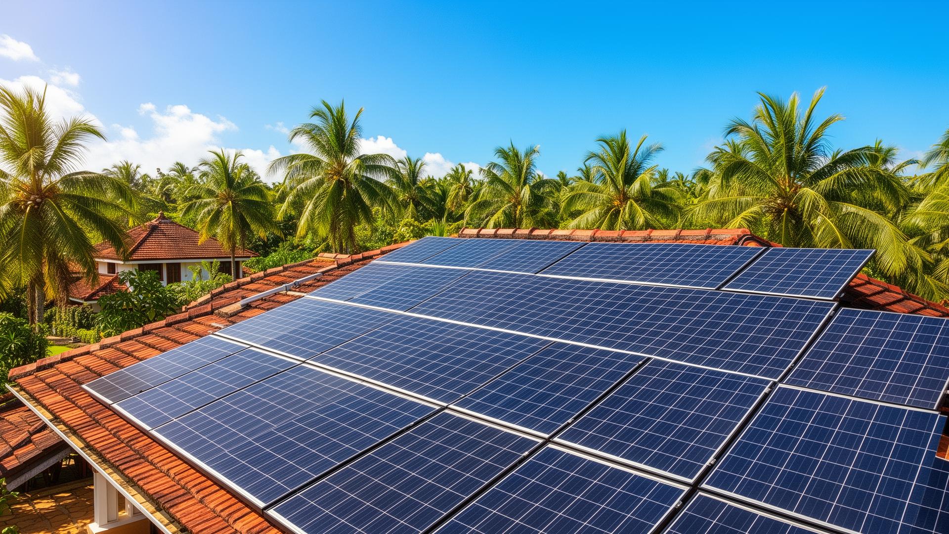 Solar panels on a Sri Lankan rooftop