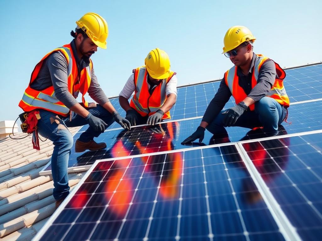 GridLink Solar installation team at work